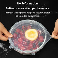 6Pcs/Set Transparent Silicone Kitchen Utensils Fresh-keeping Stretch Universal Bowl Cover Refrigerator Microwave Oven Sealed - Auraveia