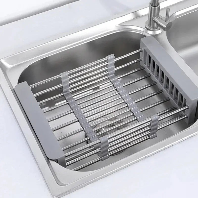 Scalable Stainless Steel Kitchen Utensils, Vegetable Sink, Drainage Basket, Adjustable and Expandable - Auraveia