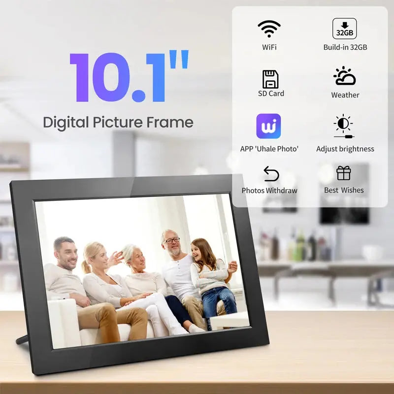 WiFi Digital Photo Frame 10.1 Inch 32GB Smart Digital Picture Frame with 1280x800 IPS HD Touch Screen Digital Frame Gift Auraveia