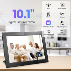 WiFi Digital Photo Frame 10.1 Inch 32GB Smart Digital Picture Frame with 1280x800 IPS HD Touch Screen Digital Frame Gift Auraveia