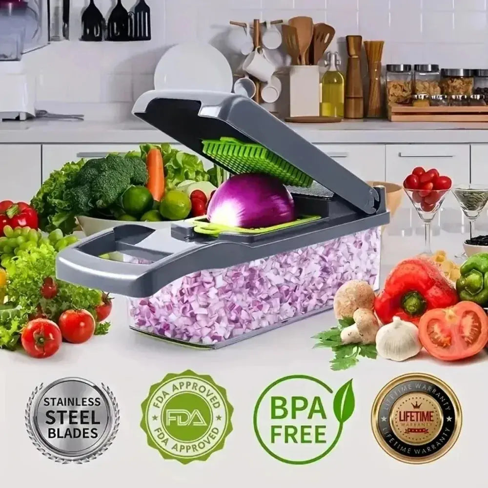 Multifunctional Vegetable Chopper Handle Food Grate Food Chopper Vegetable Slicer Dicer Cut 14/16 in 1 Kitchen Items Cocina - Auraveia