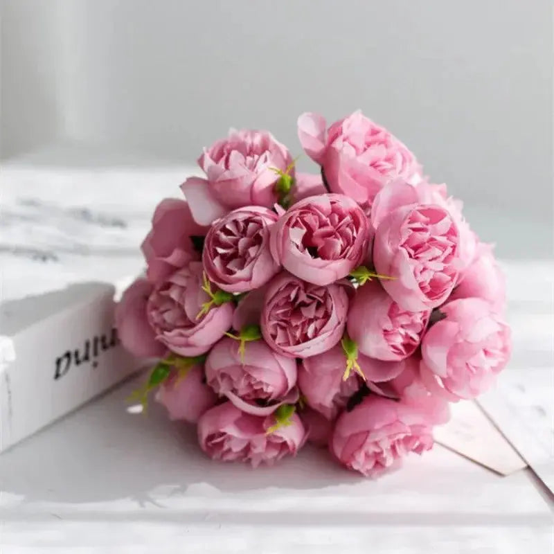 Rose Pink Peony Silk Bouquet Auraveia