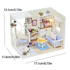 Kitten Mini Wooden Doll House Model Building Kits Toy Home Kit Creative Room Bedroom Decoration with Furniture For Birthday Gift - Auraveia