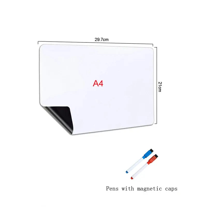 A3+A4 Magnetic Dry Erase Board Fridge Markers WhiteBoard Sheet Kitchen Erasable Flexible Refrigerator Magnet Memo Grocery List - Auraveia