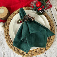 Set of 6 Cotton Cloth Napkins 30x45cm Christmas New Year Decor Fabric Serviette Kitchen Tea Towel Home Wedding Table Decoration - Auraveia