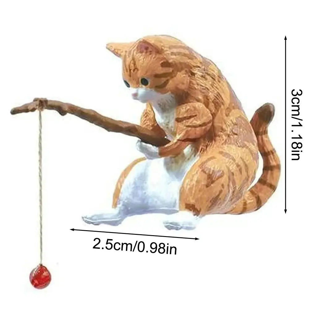 1PC Cat Fishing Aquarium Decoration Fish Tank Landscaping Statues Display Fishing Cat Hanging Decorations Auraveia