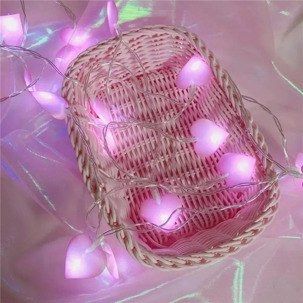 Pink Heart LED String Lights Auraveia