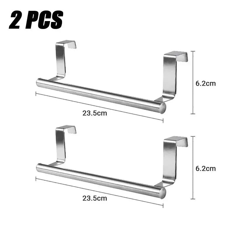 3PCS Stainless Steel Towel Rack Bathroom Towel Holder Stand Kitchen Cabinet Door Hanging Organizer Shelf Wall Mounted Towel Bar - Auraveia