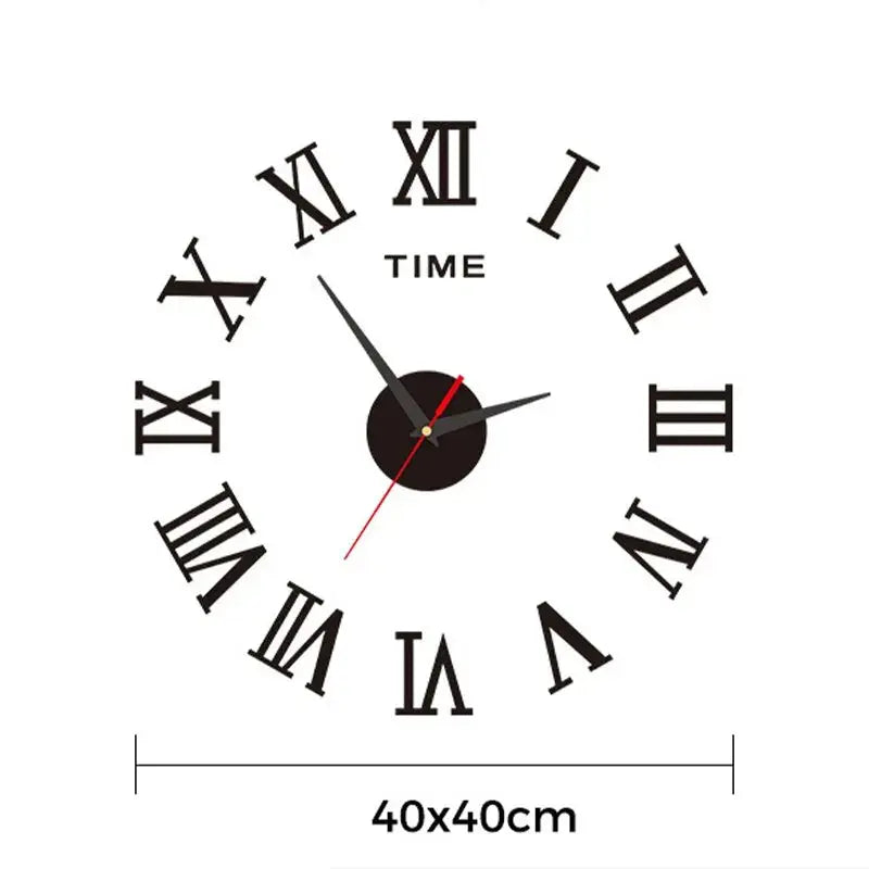 3D Acrylic Digital Wall Clock Roman Numerals Design Mirror Wall Clock Fashion Large Round Wall Clock DIY Self Adhesive Clocks - Auraveia