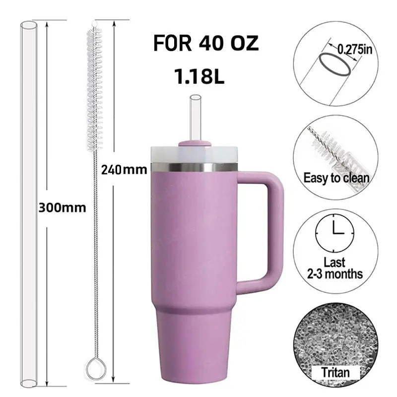 30cm Straight Drinking Straws Vacuum Tumbler Themos Cup Bottle Replacement Straw with Brush Suitable for Stanley 18-40oz Auraveia