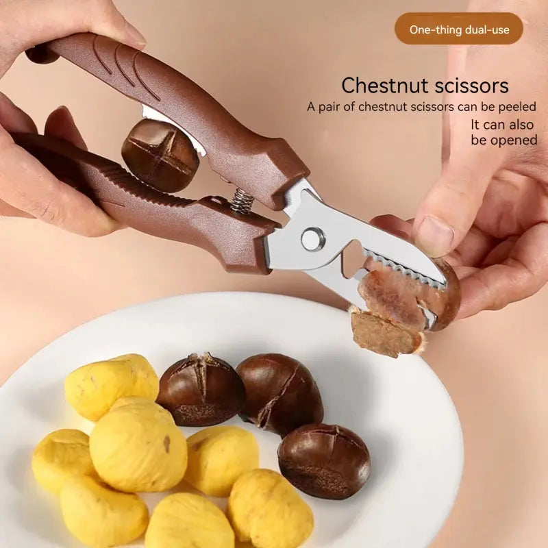 Multipurpose Chestnut Scissors Peeler Chestnut Shell Peeling and Leather Clip Cross Cutting Knife Chestnut Peeler For Kitchen - Auraveia