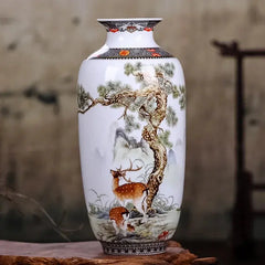 Ceramic Jingdezhen Vase Chinese Traditional Flower Vases Living Room Decoration Vase Fine Smooth Surface Furnishing Articles Auraveia