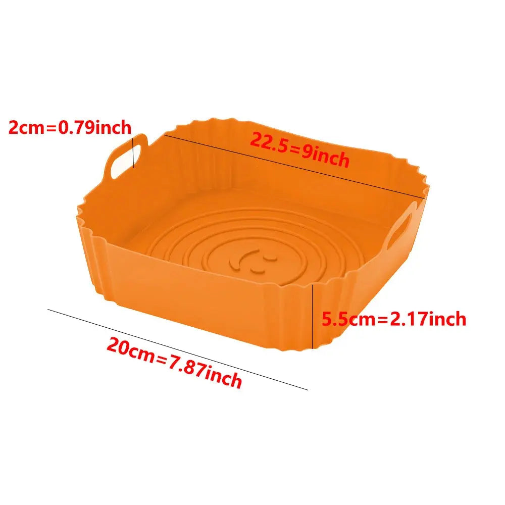 9 Inch Silicone Air Fryers Oven Baking Tray Pizza Fried Chicken Airfryer Silicone Basket Reusable Airfryer Pan Liner Accessories - Auraveia