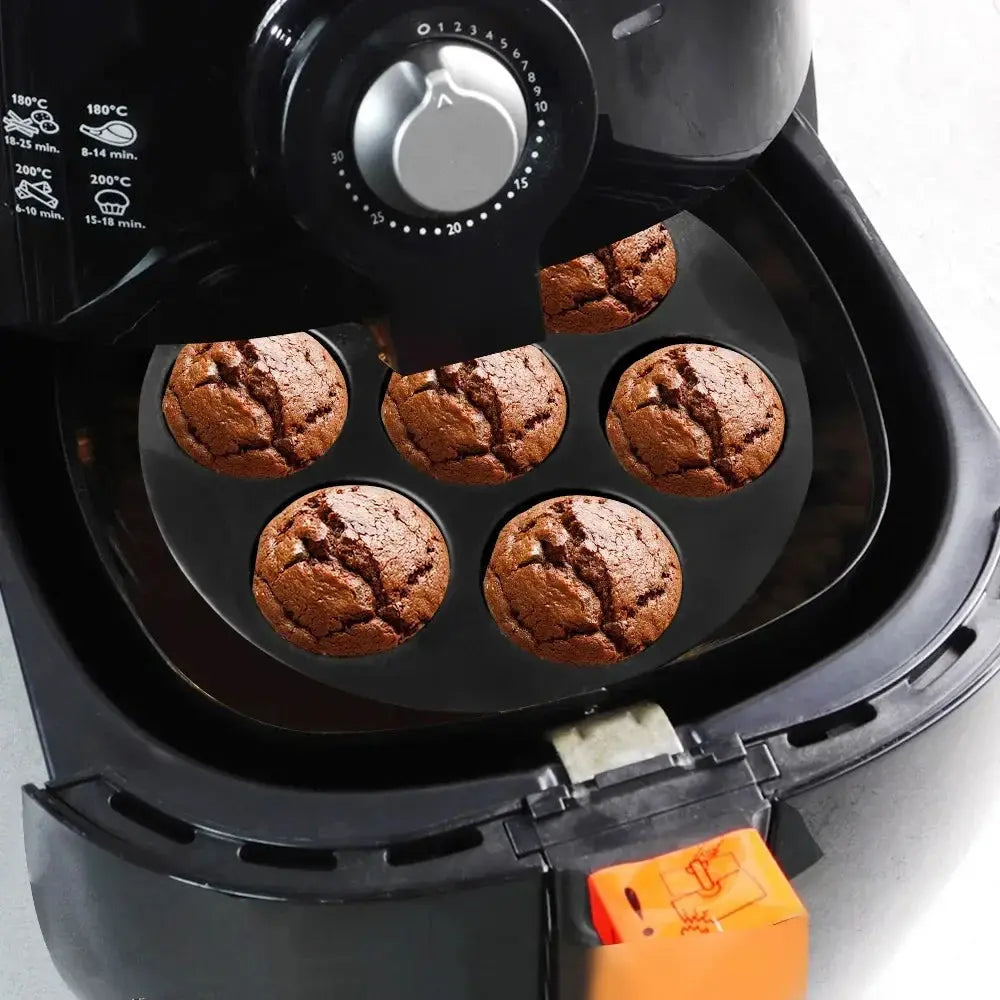 7 Even Cake Cups Air Fryer Accessories Round Muffin Cup Mold Microwave Oven Baking Mold Baking Bakeware Mat Baking Tray Cake Pan - Auraveia