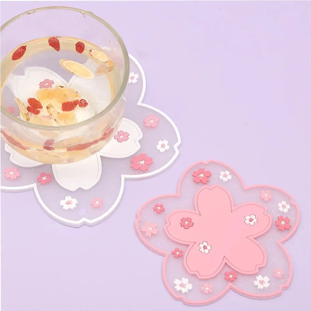 Kawaii Cherry Blossom Coffee Cup Coaster Heat Insulation Table Mat for Tea Milk Mug Home Decors Office placemats for table - Auraveia