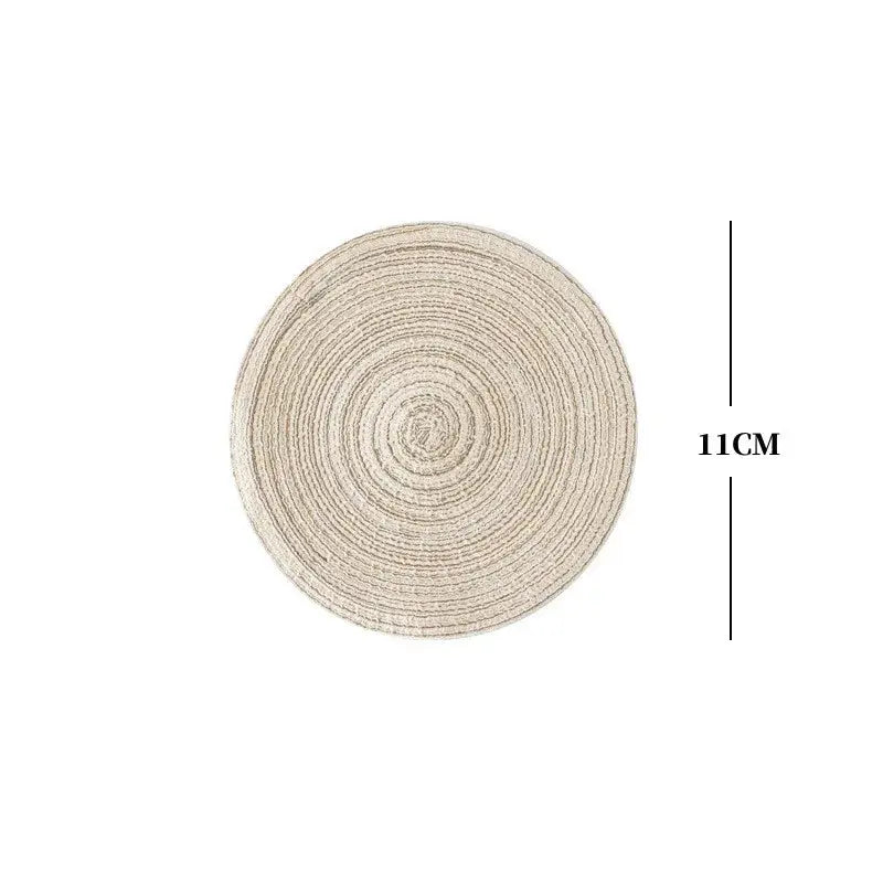 2/4Pcs Round Table Mat Woven Ramie Placemats Anti Slip Dining Table Mats Tableware Bowl Pads Drink Cup Coasters Kitchen Supplies - Auraveia