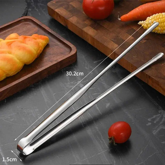 Stainless Steel Grill Tongs Food Clip BBQ Steak Clip Bread Tong Cooking Utensils Party Non-Slip Kitchen Gadgets Accessories - Auraveia