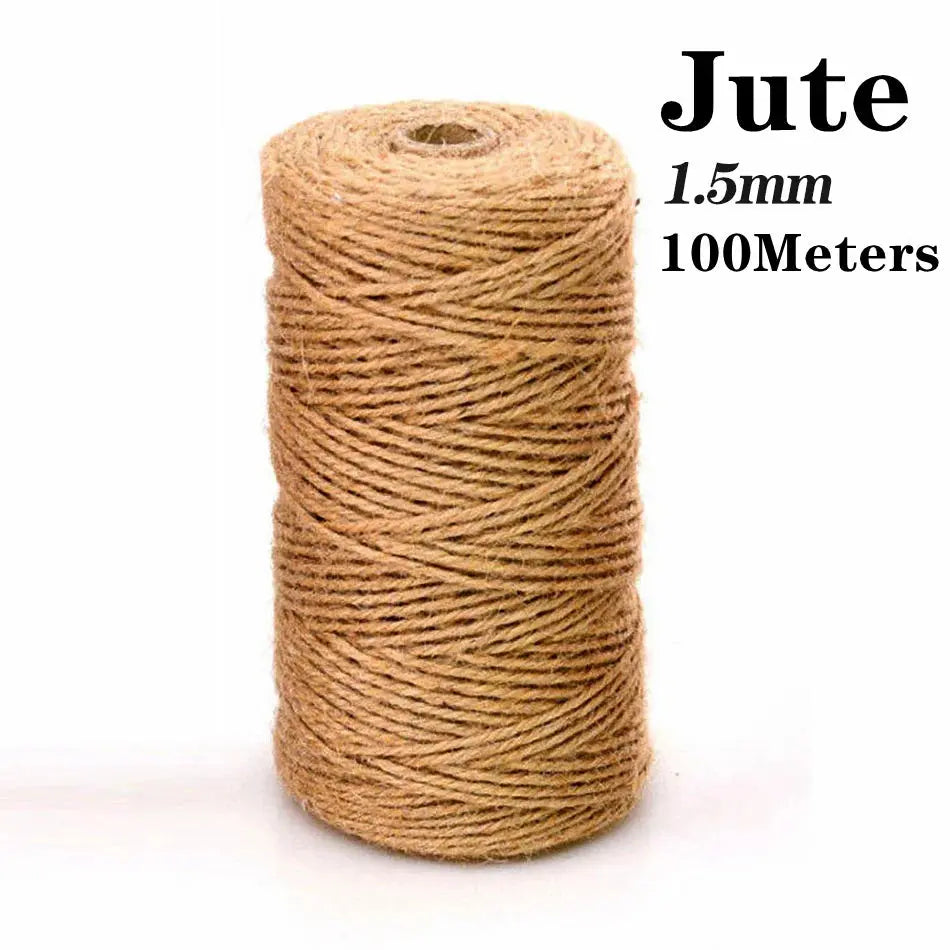 Natural Vintage Jute Rope Twine Roll Sewing Christmas Crafts Jute Cord Thread Wedding Handmade DIY Party Ribbon Bows Decoration - Auraveia