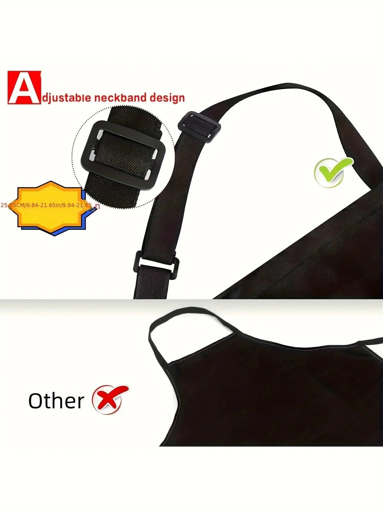 1 piece, solid men's comfortable, lightweight and durable apron, adjustable neck strap apron with shoulder straps and pockets, s - Auraveia