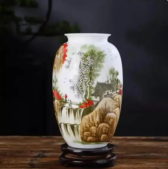 Jingdezhen Ceramic Vase Vintage Chinese Traditional Vases Home Decoration Animal Vase Fine Smooth Surface Furnishing Articles Auraveia