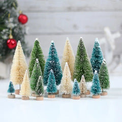 Artificial Mini Wooden Christmas Tree Blue Green White Gold Tower Pine Small Sisal Christmas Tree Tabletop Ornament Decor - Auraveia