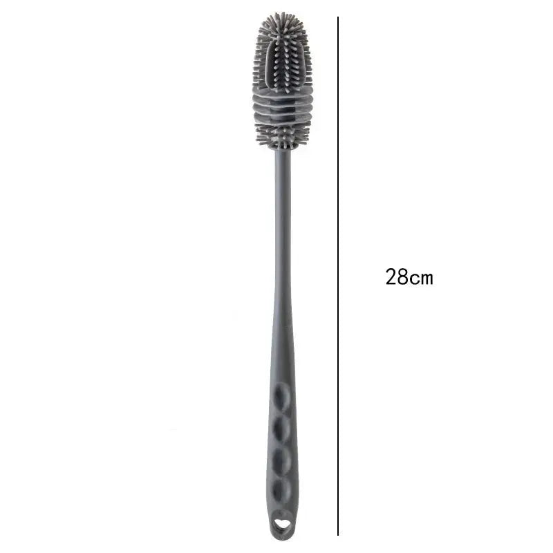 Silicone Milk Bottle Brush Cup Scrubber Glass Cleaner Long Handle Drink Bottle Clean Brush Kitchen Cleaning Tool Auraveia