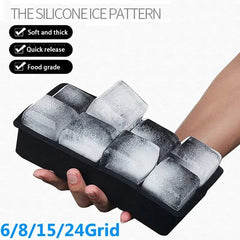 4/6/8/15 Grid Big Ice Tray Mold Giant Jumbo Large Food Grade Silicone Ice Cube Square Tray Mold DIY Ice Maker Ice Cube Tray - Auraveia