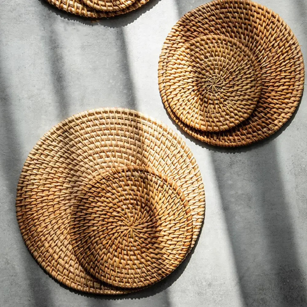 6PCS Table Mat Handmade Rattan Creative Placemat Dining Table Bowl Mat Plate Mat Heat Insulating Mat Non-Slip Mat - Auraveia