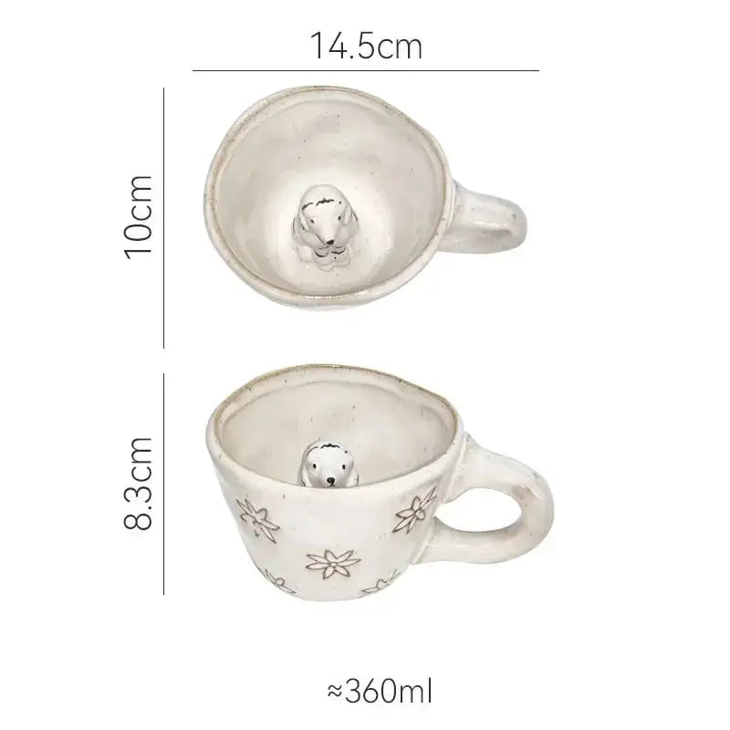 360ml Cups Ceramic Funny Cartoon Animal Tea Milk Cups Cute Handmade 3D Snail Daisy Dog Cat Coffee Mugs Creative Unique Gifts - Auraveia