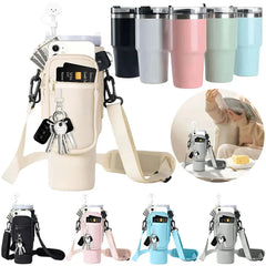 40oz Neoprene Water Bottle Carrier Bag For Stanley Quencher Cup Sleeve Adjustable Shoulder Strap Non-slip Insulated Mug Cover Auraveia