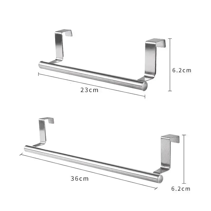 3PCS Stainless Steel Towel Rack Bathroom Towel Holder Stand Kitchen Cabinet Door Hanging Organizer Shelf Wall Mounted Towel Bar - Auraveia