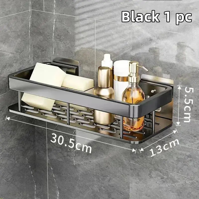 Bathroom Shelf Kitchen Storage Organizer Aluminum Alloy Shampoo Rack Shower Shelf Bathroom Accessories No Drill Shelf - Auraveia