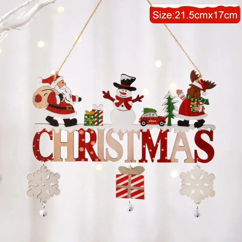 Gnome Santa Claus Wooden Hanging Ornament 2024 Merry Christmas Decoration for Home Door Xmas Tree Pendants Navidad New Year 2025 - Auraveia