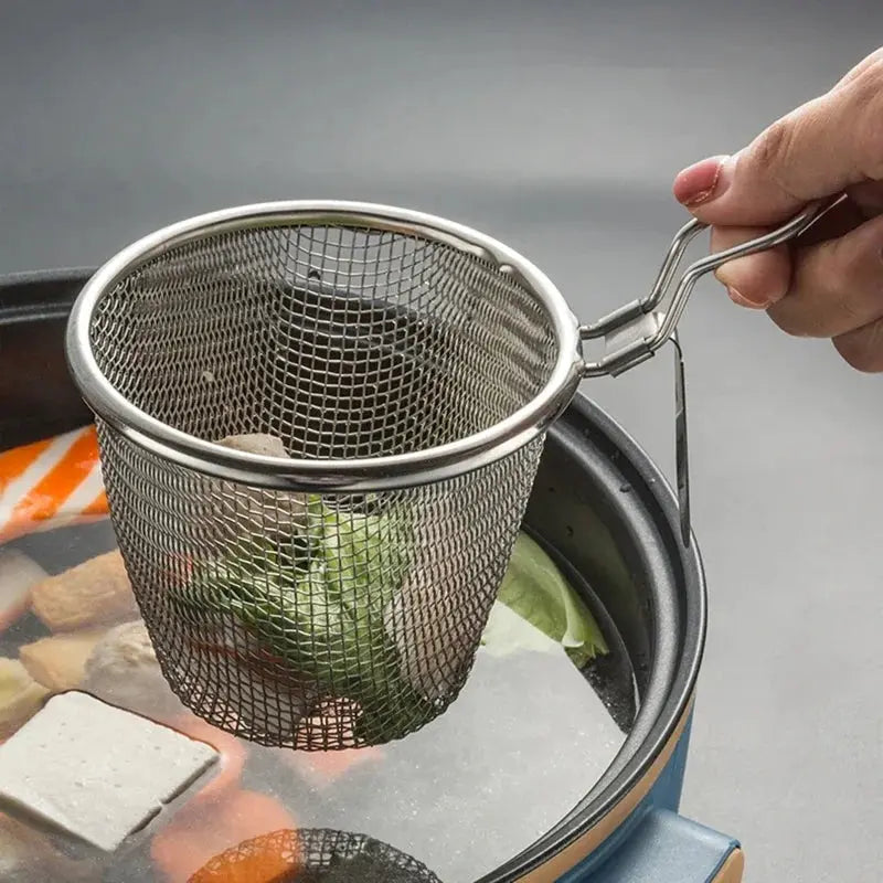 Stainless Steel Fine Wire Mesh Food Colander Strainer Hot Frying Pan Filter Basket Sieve Dryer for Noodle Vegetable Dumplings Auraveia