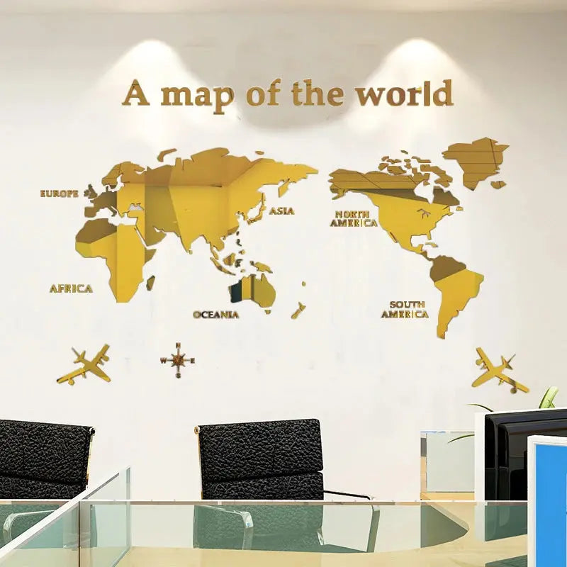 3D Acrylic World Map WallPaper Auraveia