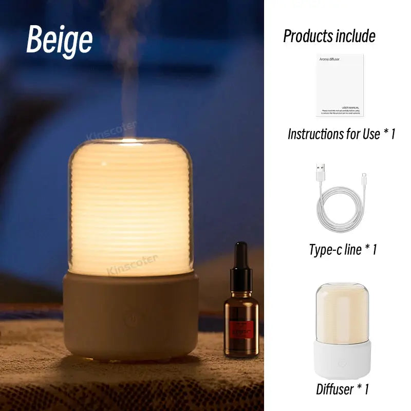 KINSCOTER Portable Mini Aroma Diffuser USB Air Humidifier Essential Oil Night Light Cold Mist Maker Sprayer for Home Gift Auraveia