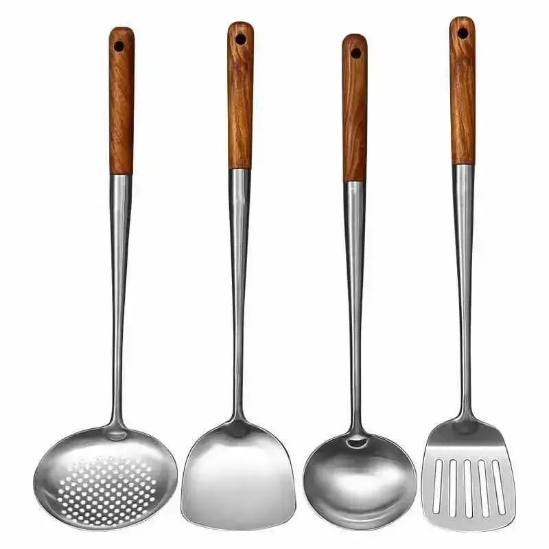 Kitchen Utensils Wok Spatula Iron and Ladle Tool Set Spatula for Stainless Steel Cooking Equpment Kitchen Accessories Essentials - Auraveia