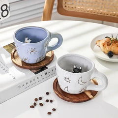 360ml Cups Ceramic Funny Cartoon Animal Tea Milk Cups Cute Handmade 3D Snail Daisy Dog Cat Coffee Mugs Creative Unique Gifts - Auraveia