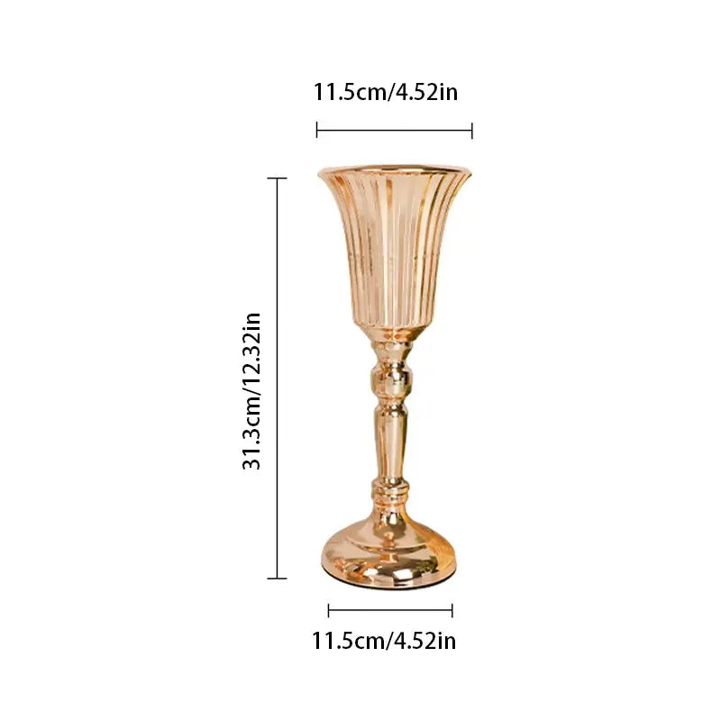 1PC Metal Trumpet Vases Wedding Party Props Centerpieces Flower Stand Candle Holder Welcome Area Road Guide Desktop Decor - Auraveia