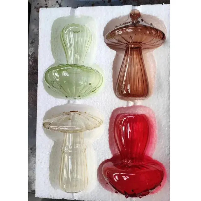 Colorful Mushroom Glass Vase Auraveia