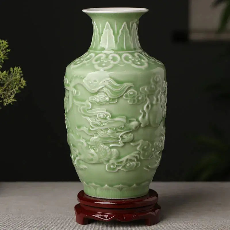 Ceramic Vase Decoration, Flower Arrangement, Antique Shelf, Chinese Zen Flower Arrangement, Home Decoration, Jingdezhen Auraveia