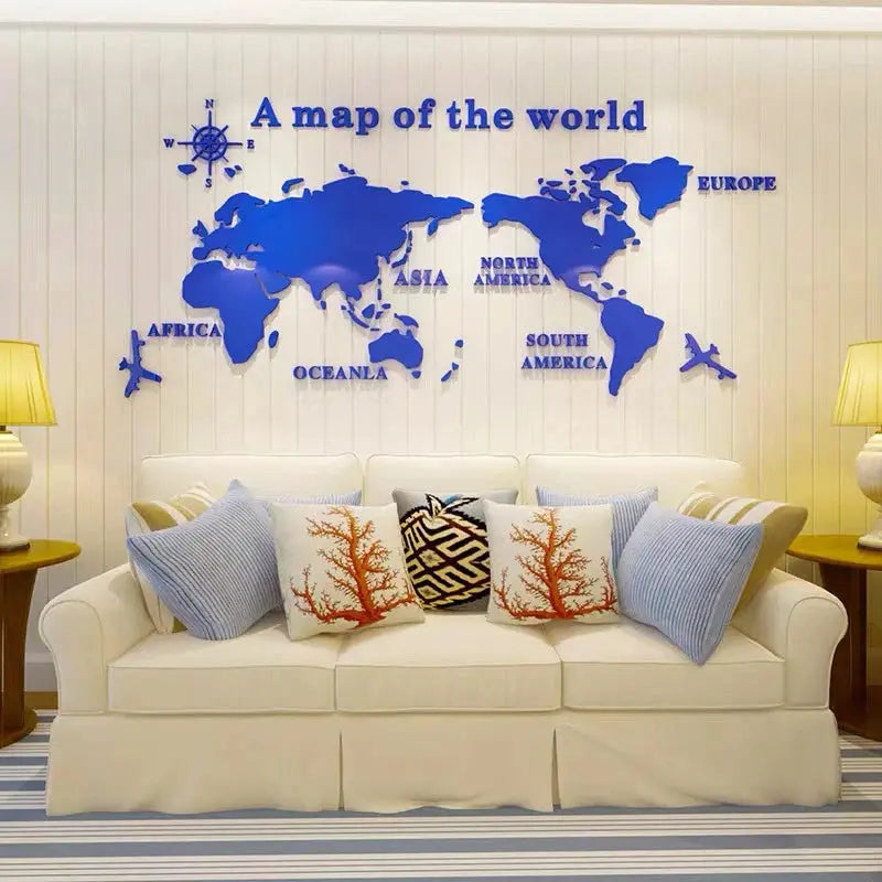 3D Acrylic World Map WallPaper Auraveia