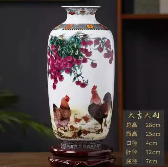 Jingdezhen Ceramic Vase Vintage Chinese Traditional Vases Home Decoration Animal Vase Fine Smooth Surface Furnishing Articles Auraveia