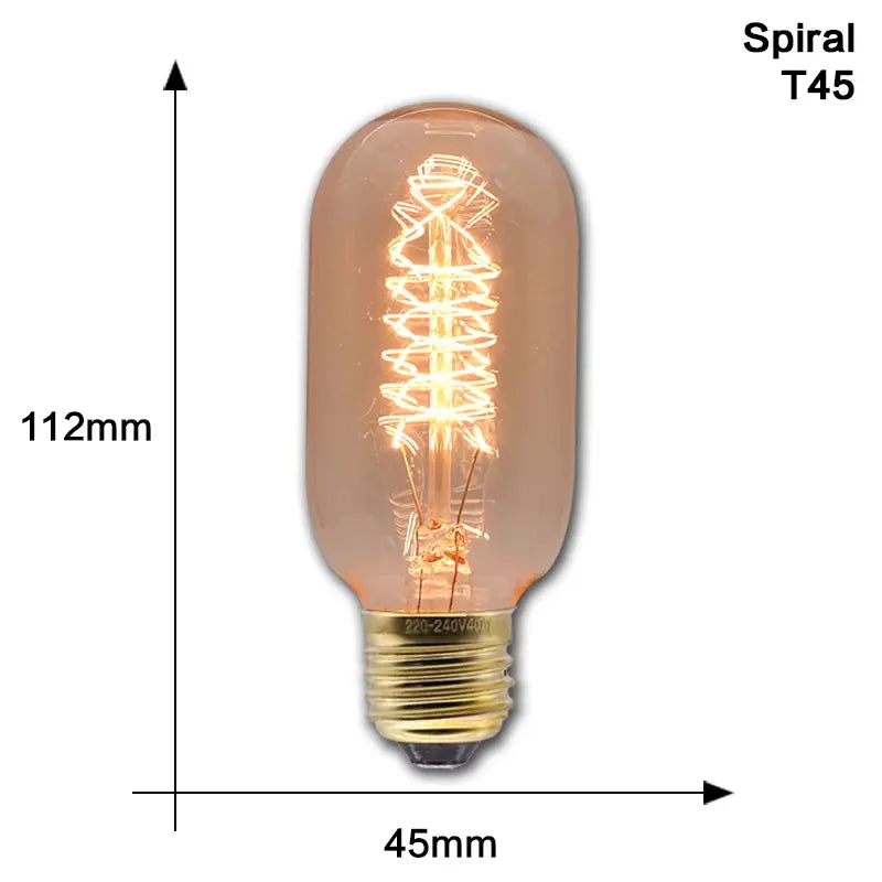 Retro Edison Bulb Lamps E27 40W 220V 110V Bedroom Industrial Loft Vintage Light Bulb For Home Decor T45 A19 ST64 G80 G95 Lamp - Auraveia