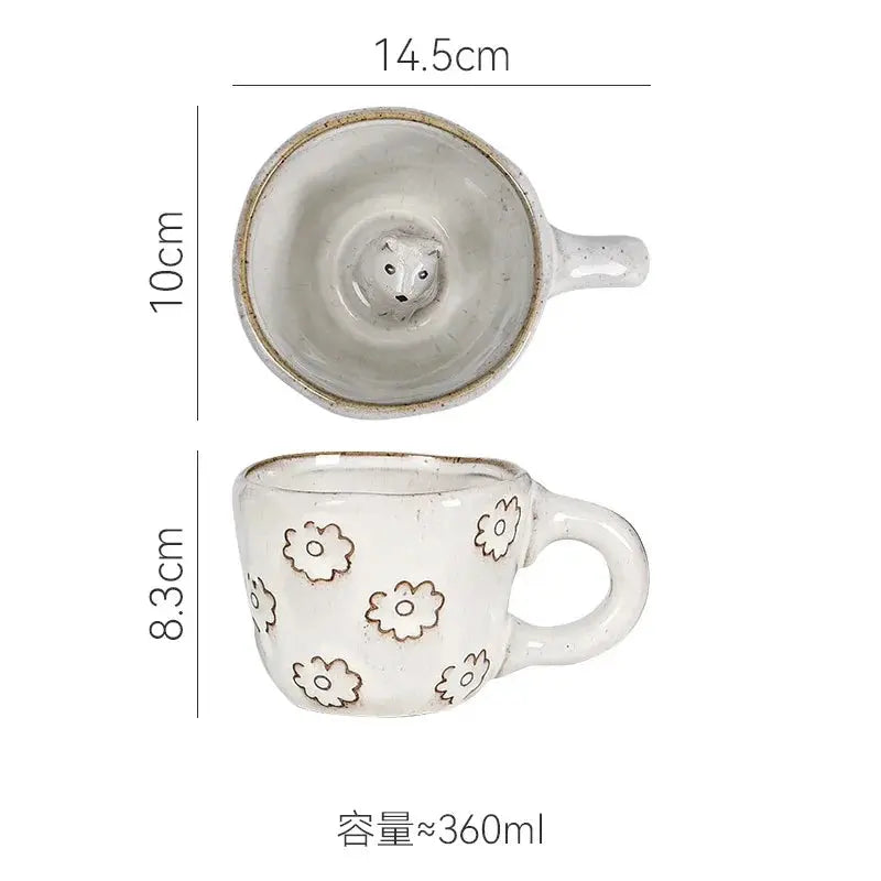 360ml Cups Ceramic Funny Cartoon Animal Tea Milk Cups Cute Handmade 3D Snail Daisy Dog Cat Coffee Mugs Creative Unique Gifts - Auraveia