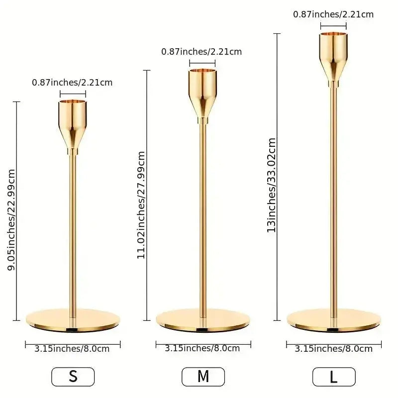 3Pcs/Set European Style Metal Candle Holders Candlestick Fashion Wedding Table Candle Stand Exquisite Candlestick Christmas Tabl - Auraveia