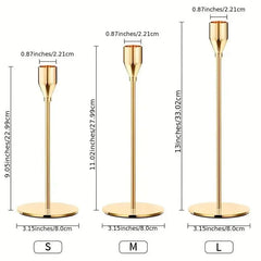 3Pcs/Set European Style Metal Candle Holders Candlestick Fashion Wedding Table Candle Stand Exquisite Candlestick Christmas Tabl - Auraveia