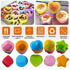 6/12PCS Silicone Muffin Mold Round Muffin Cup Heart Cake Baking Mold Kitchen Cooking Supplies Cake Decorating Tools - Auraveia