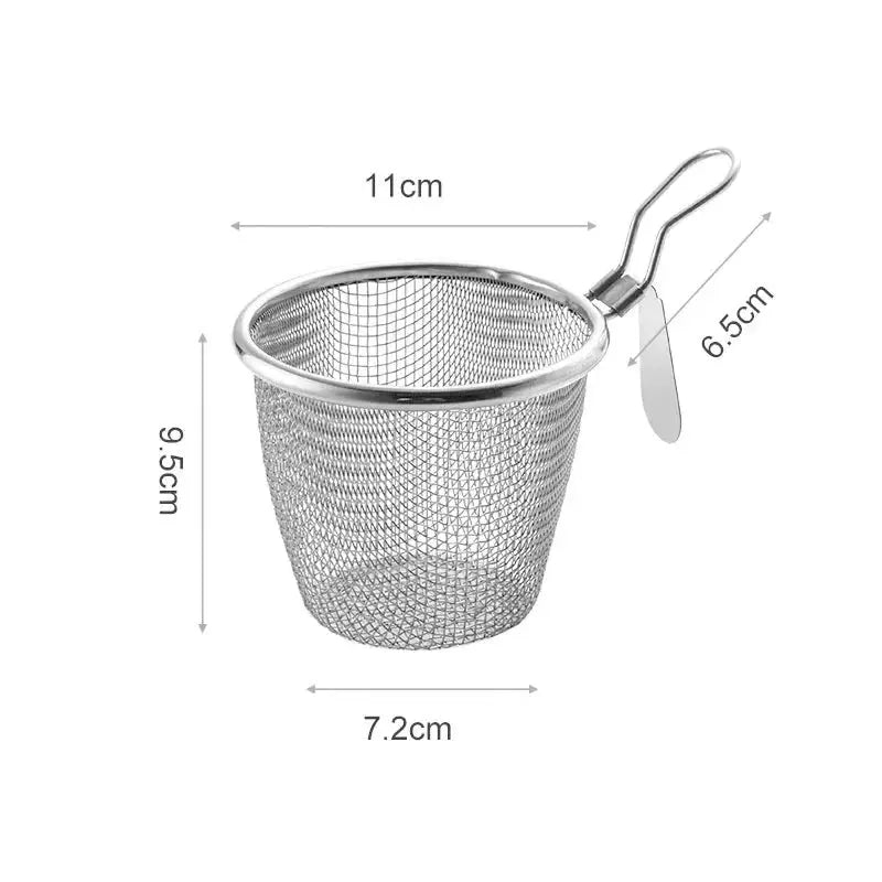 Stainless Steel Fine Wire Mesh Food Colander Strainer Hot Frying Pan Filter Basket Sieve Dryer for Noodle Vegetable Dumplings Auraveia