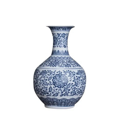 Jingdezhen-Blue and White Porcelain Flower Vases, Ceramic Vase, Interlocking Lotus Design, Home Decoration,Matte Bottle Body Auraveia